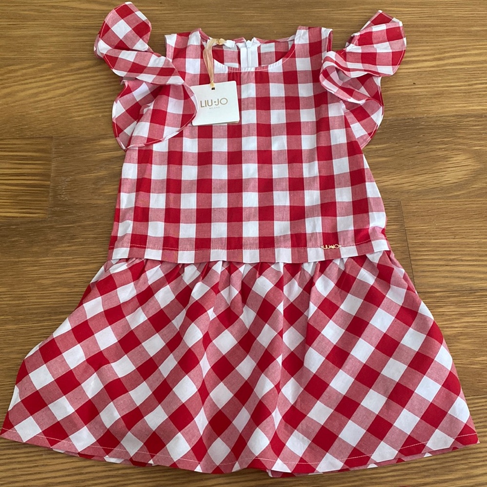 New Liu Jo Girl Red White Cotton Dress Size 6